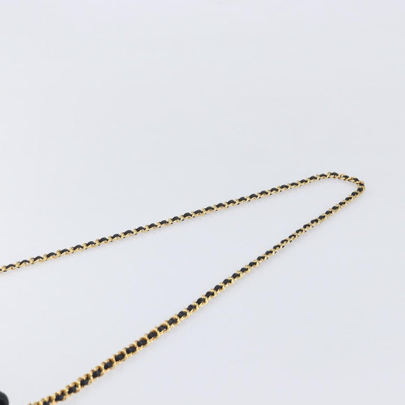Bally Chain Shoulder Bag Leather Black Gold Tone Auth BA16503