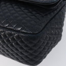 Bally Chain Shoulder Bag Leather Navy Gold Tone Auth BA16506-10