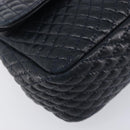 Bally Chain Shoulder Bag Leather Navy Gold Tone Auth BA16506-11