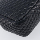 Bally Chain Shoulder Bag Leather Navy Gold Tone Auth BA16506-13
