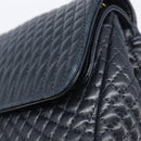 Bally Chain Shoulder Bag Leather Navy Gold Tone Auth BA16506-15