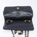 Bally Chain Shoulder Bag Leather Navy Gold Tone Auth BA16506-16