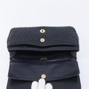 Bally Chain Shoulder Bag Leather Navy Gold Tone Auth BA16506-17