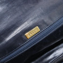 Bally Chain Shoulder Bag Leather Navy Gold Tone Auth BA16506-18