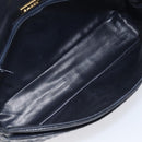 Bally Chain Shoulder Bag Leather Navy Gold Tone Auth BA16506-19