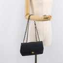Bally Chain Shoulder Bag Leather Navy Gold Tone Auth BA16506-26