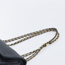 Bally Chain Shoulder Bag Leather Navy Gold Tone Auth BA16506-8