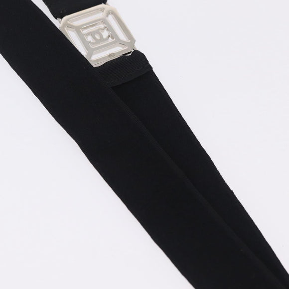 CHANEL Neck Strap Metal Black Silver CC Auth BA16508V