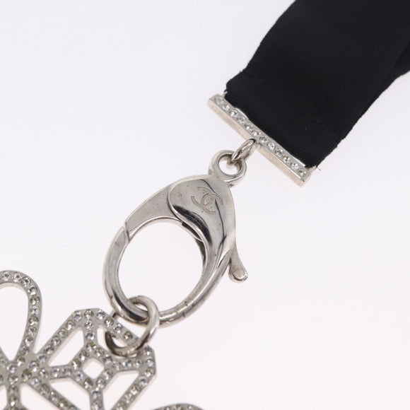 CHANEL Neck Strap Metal Black Silver CC Auth BA16508V