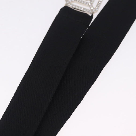 CHANEL Neck Strap Metal Black Silver CC Auth BA16508V