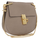 Chloe Chain Drew Shoulder Bag Leather Beige Gold Tone Auth BA16509-1