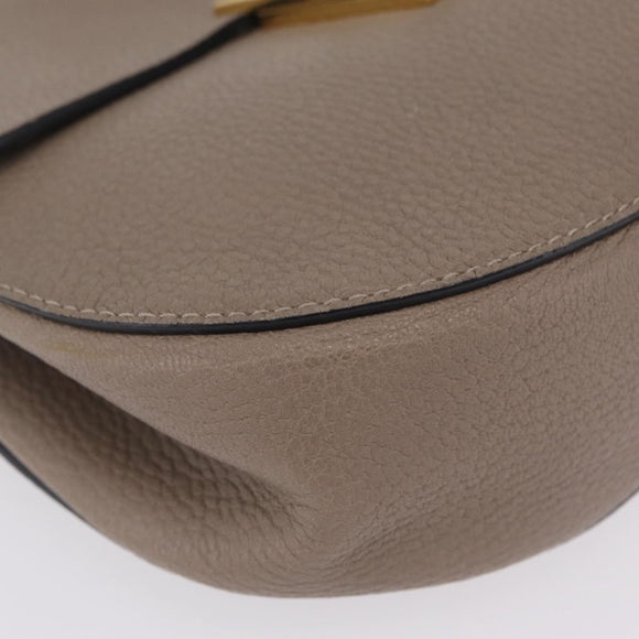 Chloe Chain Drew Shoulder Bag Leather Beige Gold Tone Auth BA16509