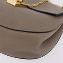 Chloe Chain Drew Shoulder Bag Leather Beige Gold Tone Auth BA16509-11