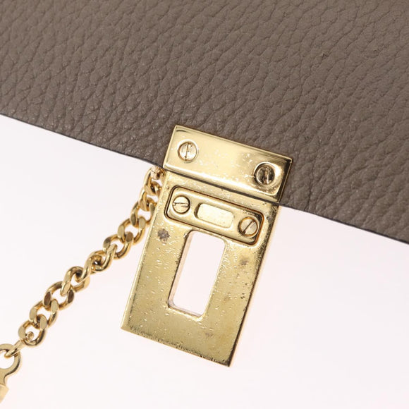 Chloe Chain Drew Shoulder Bag Leather Beige Gold Tone Auth BA16509