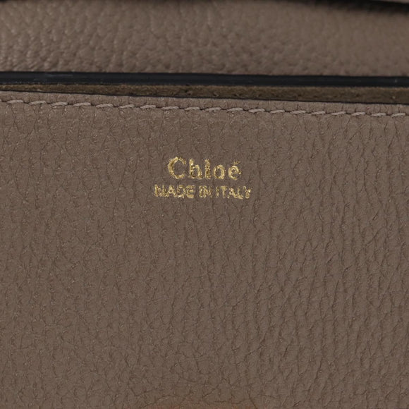 Chloe Chain Drew Shoulder Bag Leather Beige Gold Tone Auth BA16509