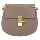 Chloe Chain Drew Shoulder Bag Leather Beige Gold Tone Auth BA16509-2