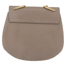 Chloe Chain Drew Shoulder Bag Leather Beige Gold Tone Auth BA16509-3