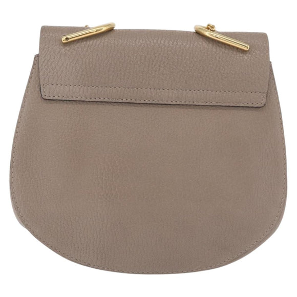 Chloe Chain Drew Shoulder Bag Leather Beige Gold Tone Auth BA16509