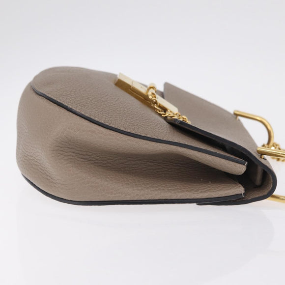 Chloe Chain Drew Shoulder Bag Leather Beige Gold Tone Auth BA16509