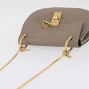 Chloe Chain Drew Shoulder Bag Leather Beige Gold Tone Auth BA16509-6