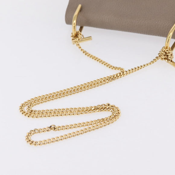 Chloe Chain Drew Shoulder Bag Leather Beige Gold Tone Auth BA16509
