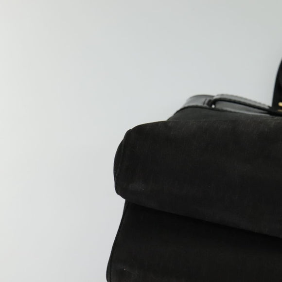 Christian Dior Trotter Canvas Hand Bag Black Gold Auth BA1651