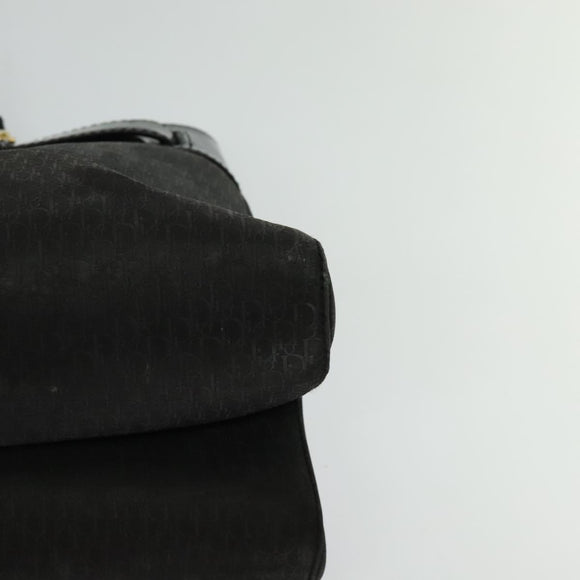 Christian Dior Trotter Canvas Hand Bag Black Gold Auth BA1651