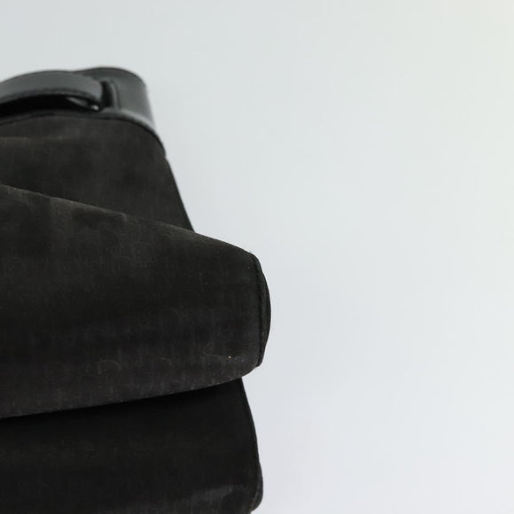 Christian Dior Trotter Canvas Hand Bag Black Gold Auth BA1651