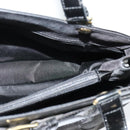 Christian Dior Trotter Canvas Hand Bag Black Gold Auth BA1651-18