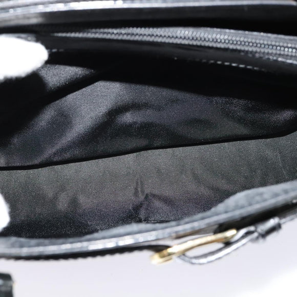 Christian Dior Trotter Canvas Hand Bag Black Gold Auth BA1651