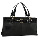 Christian Dior Trotter Canvas Hand Bag Black Gold Auth BA1651-1
