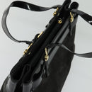 Christian Dior Trotter Canvas Hand Bag Black Gold Auth BA1651-6