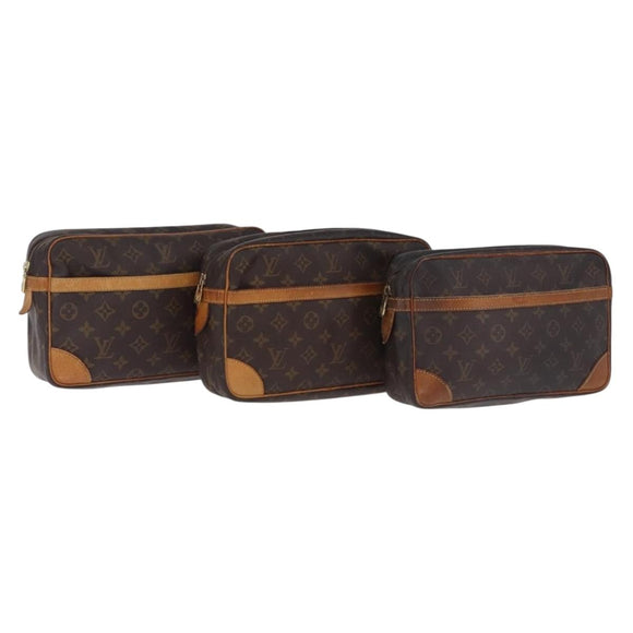 LOUIS VUITTON Monogram Compiegne 28 Clutch Bag 3 Set LV Auth BA16510