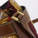 Salvatore Ferragamo Shoulder Bag Silk Red Brown Auth BA16513A-11