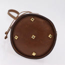 Salvatore Ferragamo Shoulder Bag Silk Red Brown Auth BA16513A-13
