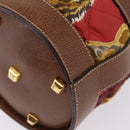 Salvatore Ferragamo Shoulder Bag Silk Red Brown Auth BA16513A-15