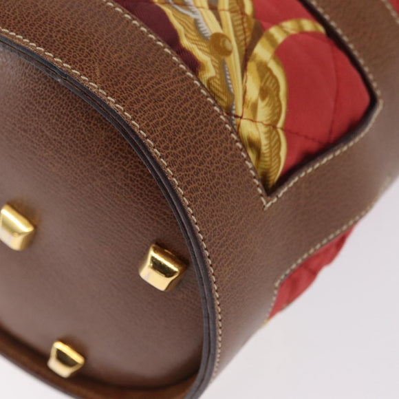 Salvatore Ferragamo Shoulder Bag Silk Red Brown Auth BA16513A