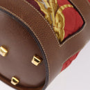 Salvatore Ferragamo Shoulder Bag Silk Red Brown Auth BA16513A-17