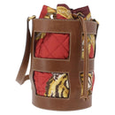 Salvatore Ferragamo Shoulder Bag Silk Red Brown Auth BA16513A-1