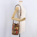 Salvatore Ferragamo Shoulder Bag Silk Red Brown Auth BA16513A-23