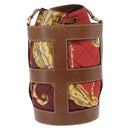 Salvatore Ferragamo Shoulder Bag Silk Red Brown Auth BA16513A-3