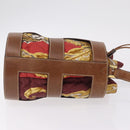 Salvatore Ferragamo Shoulder Bag Silk Red Brown Auth BA16513A-4
