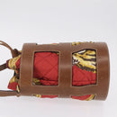 Salvatore Ferragamo Shoulder Bag Silk Red Brown Auth BA16513A-5