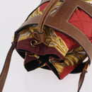 Salvatore Ferragamo Shoulder Bag Silk Red Brown Auth BA16513A-6