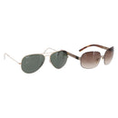 LOEWE Rayban Sunglasses Metal 2 Set Brown Gold Tone Auth BA16526-1