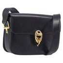 CELINE Shoulder Bag Leather Black Gold Tone Auth BA16528A-1