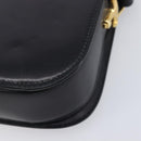 CELINE Shoulder Bag Leather Black Gold Tone Auth BA16528A-11