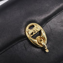 CELINE Shoulder Bag Leather Black Gold Tone Auth BA16528A-16