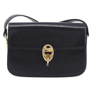 CELINE Shoulder Bag Leather Black Gold Tone Auth BA16528A-2