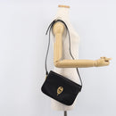 CELINE Shoulder Bag Leather Black Gold Tone Auth BA16528A-27
